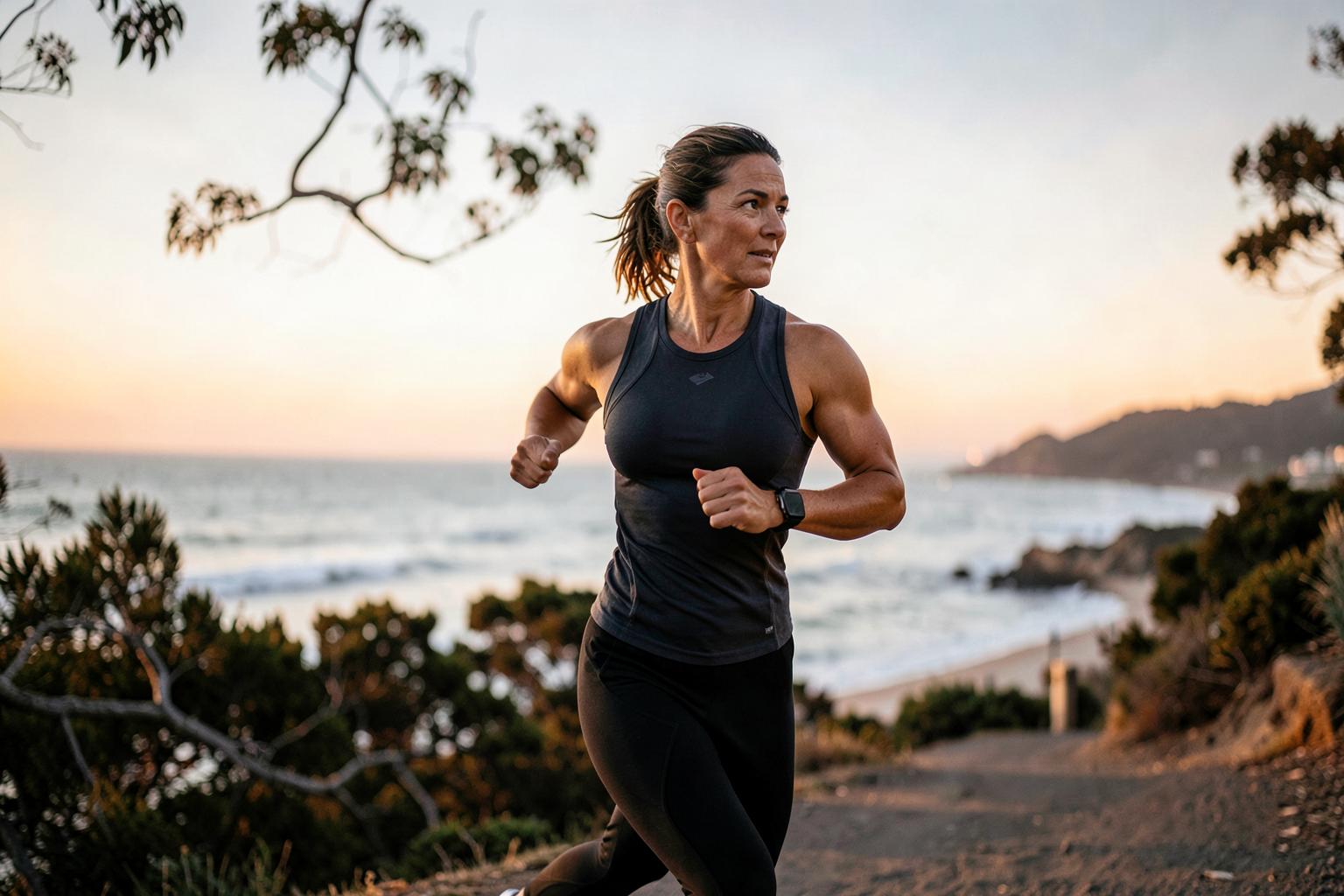 Woman running on an Australian coastal trail