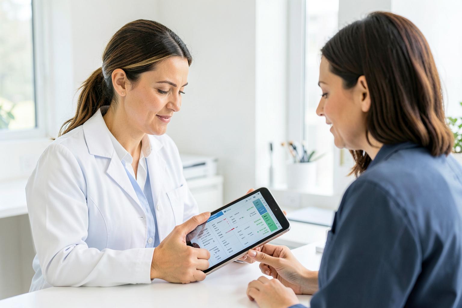 Clinician explaining blood test results