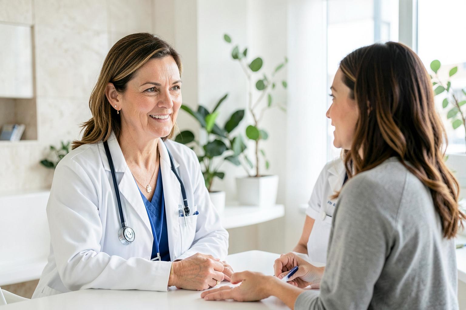 Female doctor consulting with a patient